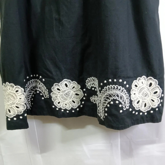 Anthropologie Moulinette Soeurs Embroidered Black Dress Size 8 - Picture 4 of 13